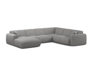 Canapea modulara cu colt gri deschis din textil pentru 6 persoane Molino Panoramic Chenille Eden Right Micadoni