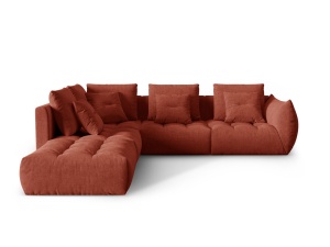 Canapea modulara cu colt maro din textil pentru 4 persoane Bloom Wind Left Micadoni