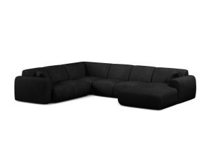 Canapea modulara cu colt neagra din textil pentru 6 persoane Molino Panoramic Chenille Rebel Left Micadoni