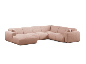 Canapea modulara cu colt roz din textil pentru 6 persoane Molino Panoramic Boucle Right Micadoni
