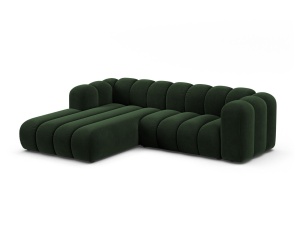 Canapea modulara cu colt verde inchis din catifea pentru 4 persoane Lupine Left Micadoni