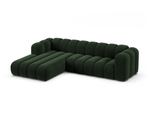 Canapea modulara cu colt verde inchis din catifea pentru 4 persoane Lupine Left Micadoni