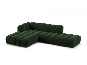 Canapea modulara cu colt verde inchis din catifea pentru 5 persoane Lupine Left Micadoni