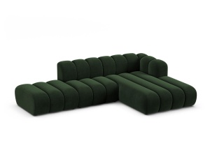 Canapea modulara cu colt verde inchis din catifea pentru 5 persoane Lupine Right Micadoni