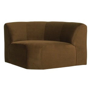 Canapea modulara galben miere din catifea 110 cm Mojo Corner Woood