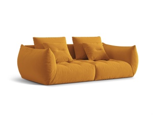 Canapea modulara galbena din catifea pentru 3 persoane Bloom Micadoni