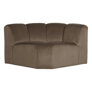 Canapea modulara grej din catifea 110 cm Mojo Corner Woood