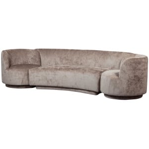 Canapea modulara grej din textil pentru 4 persoane Combi Woood