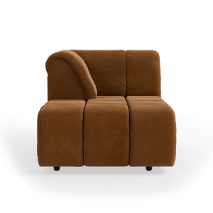 Canapea modulara maro caramel din catifea 98 cm Wave Left Divan HKliving
