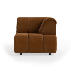 Canapea modulara maro caramel din catifea 98 cm Wave Royal Right High Arm HKliving