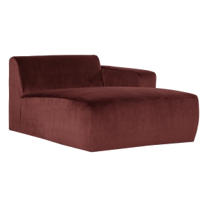 Canapea modulara maro castana din catifea 112 cm Mojo Longue Right Woood