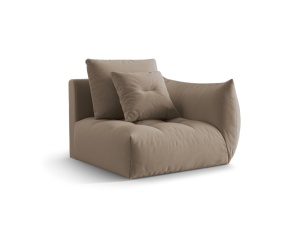 Canapea modulara maro deschis din catifea pentru 1 persoana Bloom Right Micadoni