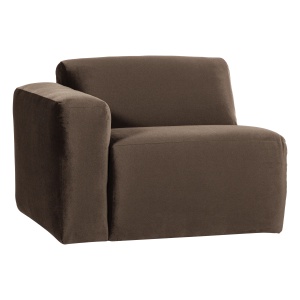 Canapea modulara maro din catifea pentru 1 persoana Mojo 105 Left Woood