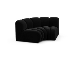 Canapea modulara neagra din catifea pentru 1 persoana Lupine Venus Corner Micadoni