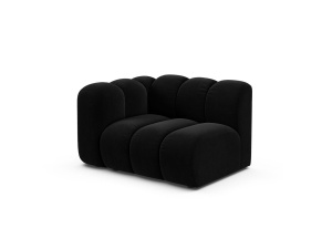 Canapea modulara neagra din catifea pentru 1 persoana Lupine Venus Left Micadoni