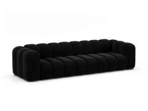 Canapea modulara neagra din catifea pentru 4 persoane Lupine Micadoni