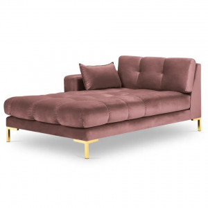 Canapea modulara roz/auriu din catifea pentru 1 persoana Mamaia Left Micadoni