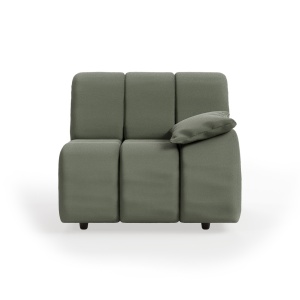 Canapea modulara verde army din textil 98 cm Wave Right Low Arm HKliving