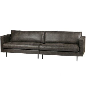 Canapea neagra din piele pentru 3 persoane Rodeo Classic Woood