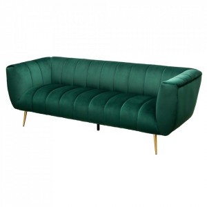 Canapea verde/aurie din catifea si metal 225 cm Noblesse The Home Collection
