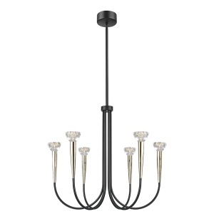 Candelabru negru/auriu din metal cu 6 LED-uri Boston Zuma Line