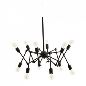 Candelabru negru din metal cu 12 becuri Oka Madam Stoltz