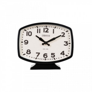 Ceas de masa negru din fier si PVC 19x23 cm Thea LifeStyle Home Collection
