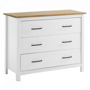Comoda alba/maro din lemn 100 cm Miranda Quiet Object