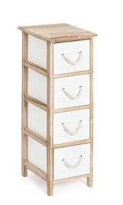 Comoda alba/maro din lemn 26 cm Yvette Medium Bizzotto