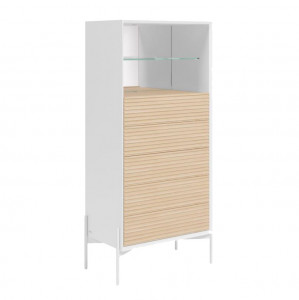 Comoda alba/maro din MDF si lemn de frasin 68 cm Marielle Kave Home