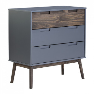 Comoda gri antracit/maro din lemn de pin 80 cm Nussa The Home Collection