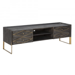 Comoda TV gri/aurie din metal 176 cm Flemia Thai Natura