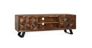 Comoda TV multicolora din lemn 150 cm Recycled Diamond Giner y Colomer