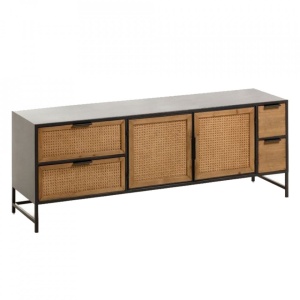 Comoda TV neagra/maro din lemn 150 cm Kyoko Kave Home
