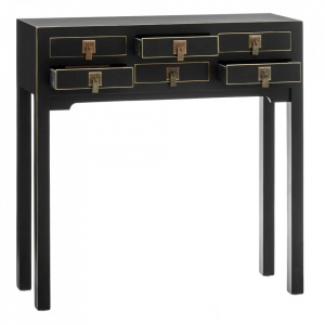 Consola neagra din lemn 85 cm Oriental Double Clear The Home Collection