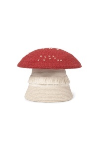 Cos cu capac din fibre crem/rosu Big Mushroom Lorena Canals