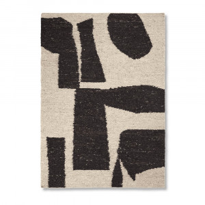 Covor alb antic /maro cafea din fibre naturale 140x200 cm Piece Ferm Living