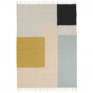 Covor multicolor din lana si bumbac 160x250 cm Kelim Squares L Ferm Living