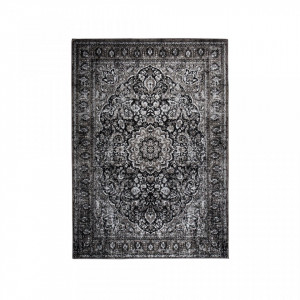 Covor negru din viscoza si poliester 160x230 cm Chi Black White Label