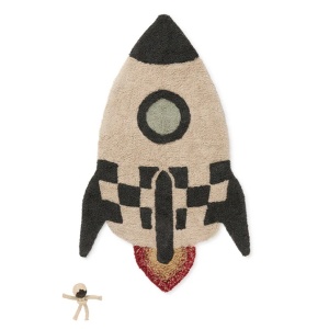 Covor pentru copii multicolor din bumbac 85x135 cm Rocket Lorena Canals