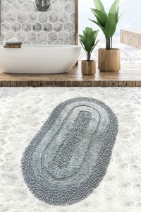 Covoras de baie gri din bumbac 80x130 cm Macoroni The Home Collection