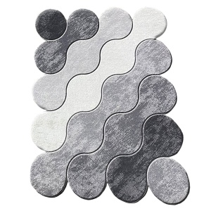 Covoras de baie multicolor din fibre sintetice 70x120 cm Circle Grey The Home Collection