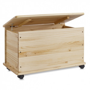 Cufar maro din lemn de pin pentru depozitare jucarii Toy Box Zeller