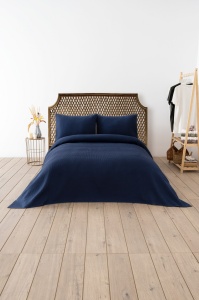 Cuvertura albastru navy din fibre 200x220 cm Waffle The Home Collection