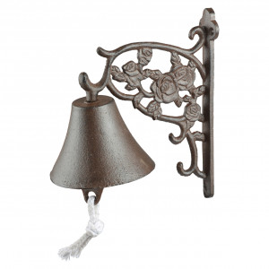 Decoratiune clopotel maro din metal 20 cm Roses Esschert Design
