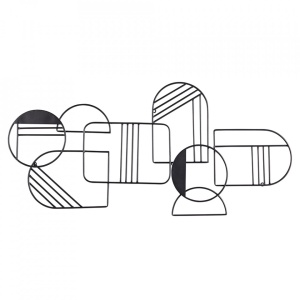 Decoratiune de perete din metal negru 51x110 cm Sevijn Woood