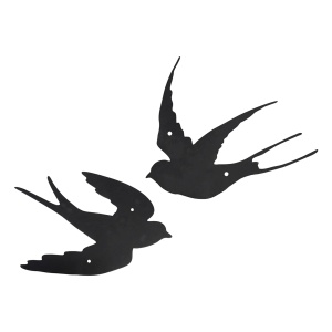 Decoratiune de perete maro din metal 30x38 cm Birds Esschert Design