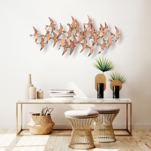 Decoratiune de perete multicolora din metal 57x121 cm Birds The Home Collection