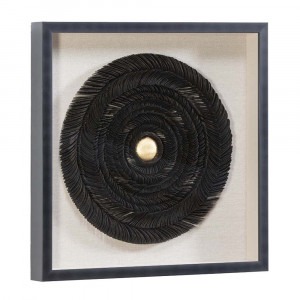 Decoratiune de perete neagra/aurie din lemn 60x60 cm Ostrander Thai Natura