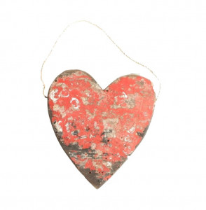 Decoratiune suspendabila rosie din lemn 18 cm Heart Raw Materials